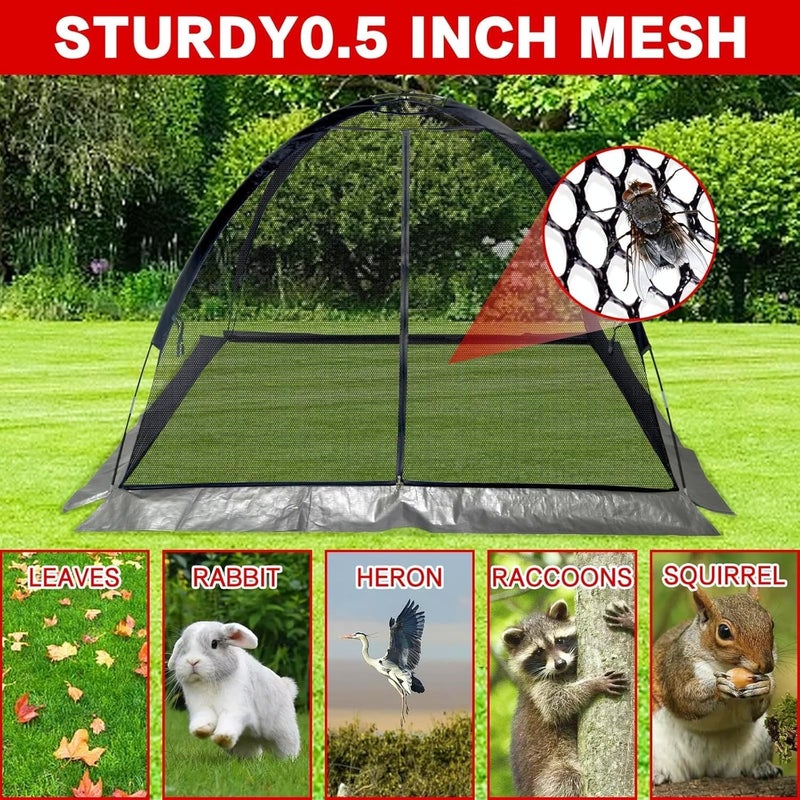 Sharellon Pond Cover Net - Heavy Duty Nylon Dome Mesh with Zippers - 10X8FT Protector for Garden Pond Koi Fish and Plants - Birds & Leaves Animals Barrier - Image 3